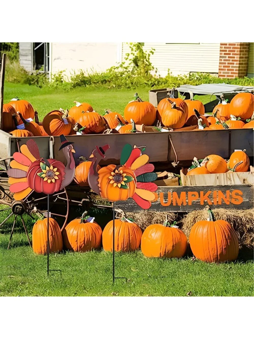 Thanksgiving Decorations Outdoor, Set of 2 Turkey Decorative Garden Stakes